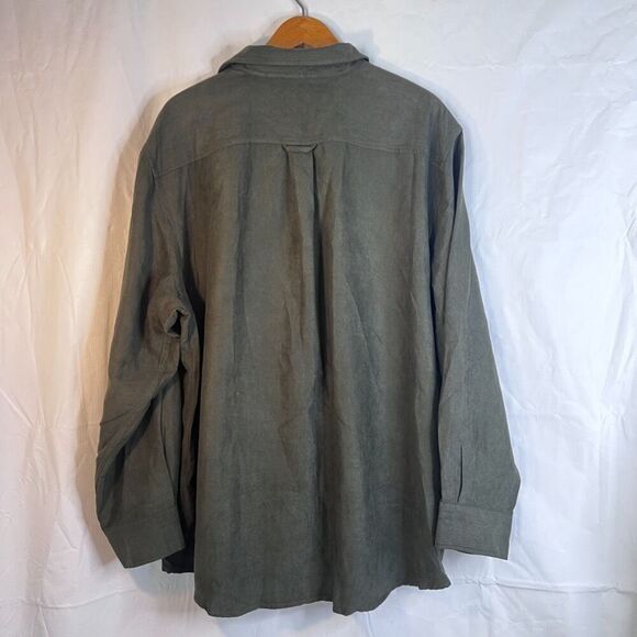 Covington Dark Green Microsuede Long Sleeve Dressy Button Front Shirt Size XL - Picture 3 of 10